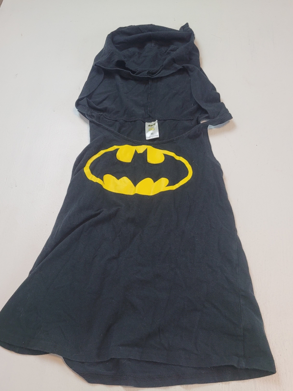 Black Tank Top with Yellow Batman Logo And Hood/face Mask